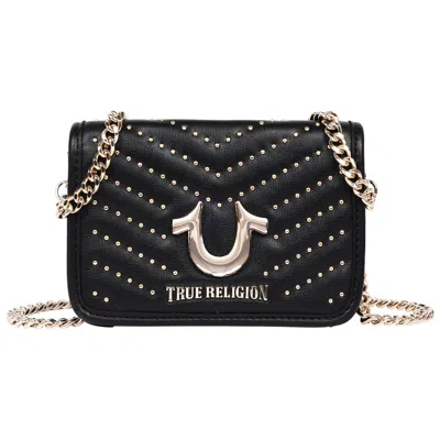 True Religion Horseshoe Multi Stud Flap Crossbody In Black