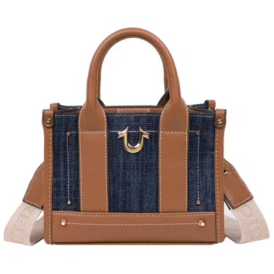 True Religion Denim Logo Strap Mini Tote In Blue