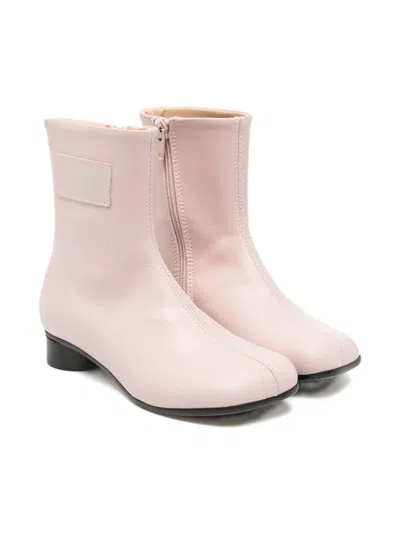 Mm6 Maison Margiela Tabi Leather Ankle Boots In Pink
