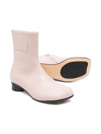 Mm6 Maison Margiela Tabi Leather Ankle Boots In Pink
