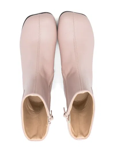 Mm6 Maison Margiela Tabi Leather Ankle Boots In Pink
