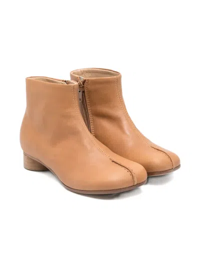 Mm6 Maison Margiela Leather Ankle Boots In Brown