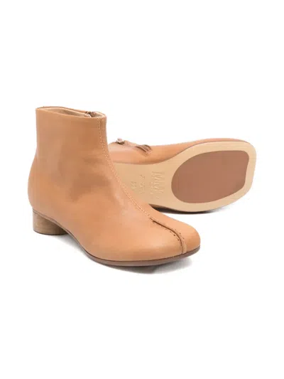 Mm6 Maison Margiela Leather Ankle Boots In Brown