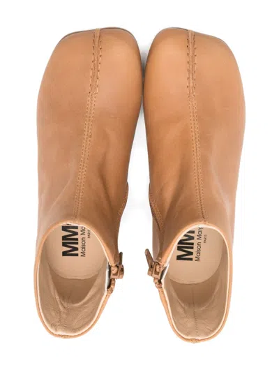 Mm6 Maison Margiela Leather Ankle Boots In Brown