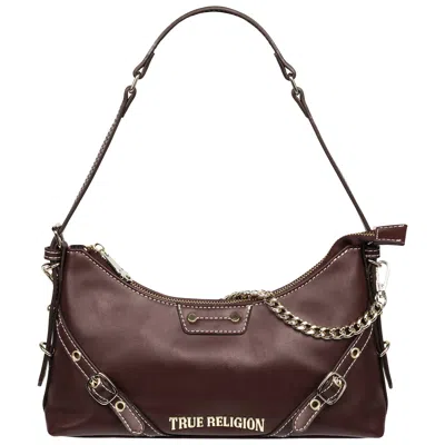 True Religion Belted Chain Strap Shoulder Bag In Burgundy