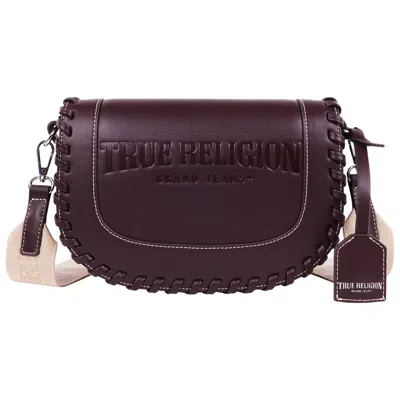 True Religion Whipstitched Saddle Bag In Burgundy