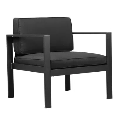 Hivvago Kili 29 Inch Armchair, Jet Black Aluminum Frame, Water Resistant Fabric