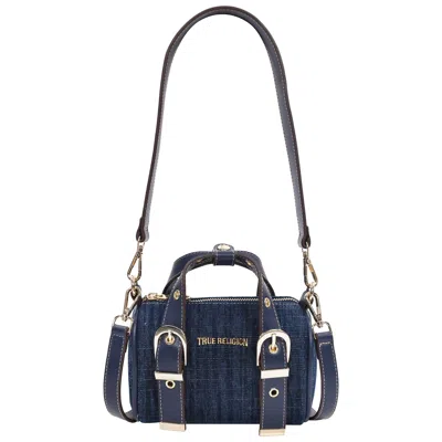 True Religion Denim Buckle Strap Mini Satchel In Blue