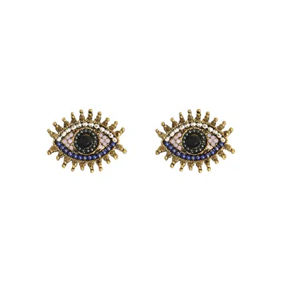 Sohi Evil Eye Stud Earrings In Gold