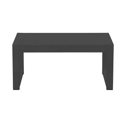 Hivvago Kili 35 Inch Coffee Table, Polyresin Surface, Jet Black Aluminum Frame