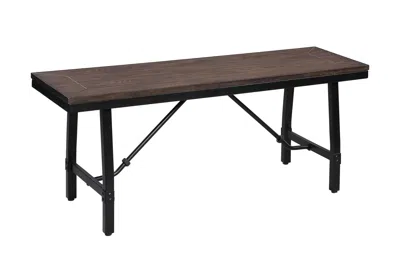 Hivvago Industrial Wood And Metal Bench With Tube Leg Support, Brown And Black