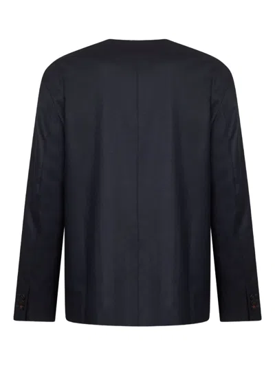 Jacquemus Collarless Patch-pocket Jacket In Blue