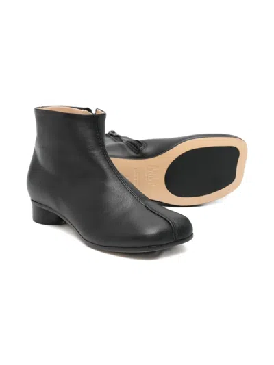 Mm6 Maison Margiela Leather Ankle Boots In Black