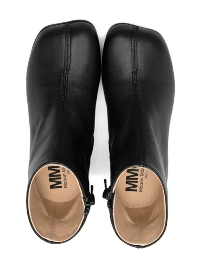 Mm6 Maison Margiela Leather Ankle Boots In Black