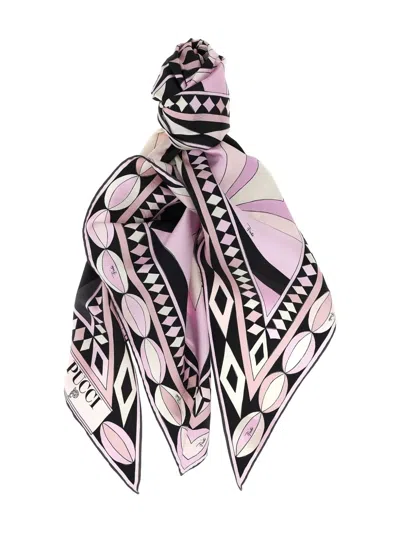 Pucci Geometric Lightweight Soft Triangle Scarf In Pink