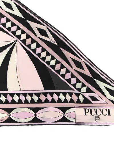 Pucci Geometric Lightweight Soft Triangle Scarf In Pink