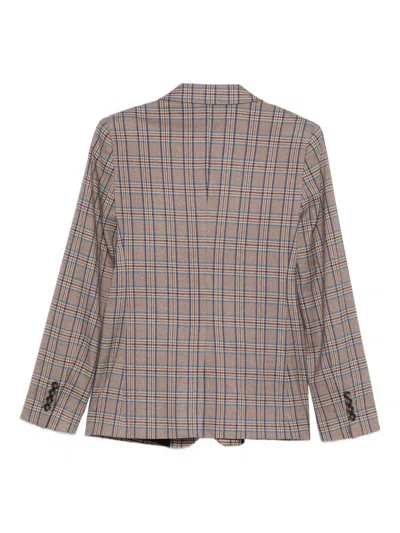 Manuel Ritz Check-print Blazer In Brown