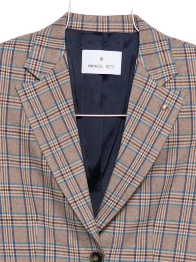 Manuel Ritz Check-print Blazer In Brown