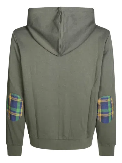 Sun 68 Zip-up Hoodie With Contrasting Fabric In Green