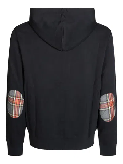 Sun 68 Zip-up Hoodie With Contrasting Fabric In Black