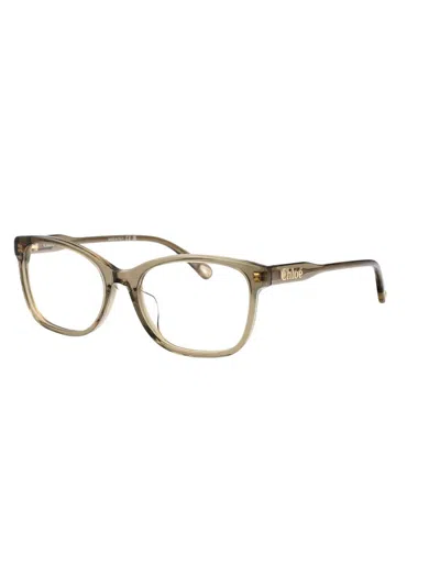 Chloé Green Acetate Optical Glasses In Gold
