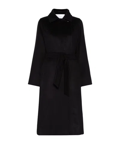 Max Mara Black Manuela Icon Coat In Zibeline Camel In Black