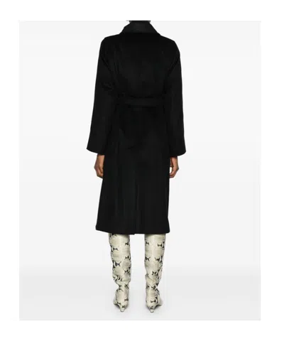 Max Mara Black Manuela Icon Coat In Zibeline Camel In Black