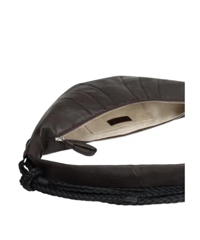 Lemaire Women Braid Croissant Medium Leather Shoulder Bag In Brown
