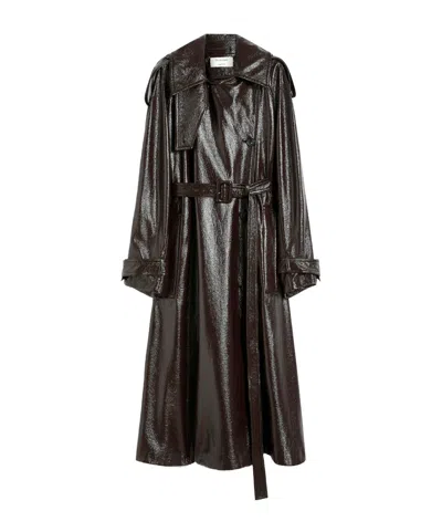 Sportmax Long Coat With Belt And Epaulettes In Black