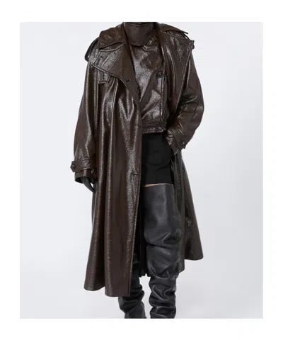 Sportmax Long Coat With Belt And Epaulettes In Black