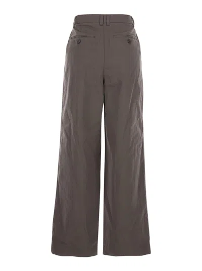 Dunst Brown Tailored Trousers With Front Pleats In Fabric Woman In Gray
