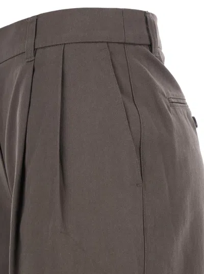 Dunst Brown Tailored Trousers With Front Pleats In Fabric Woman In Gray