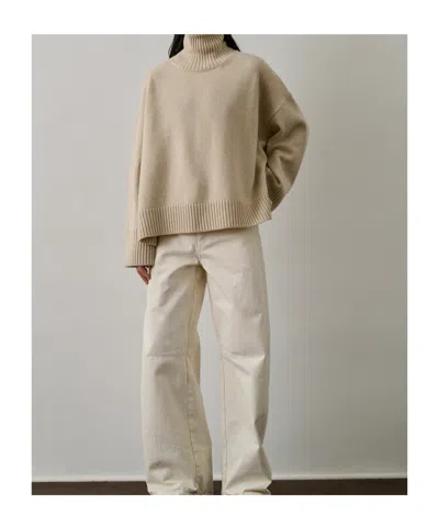 Soeur Womens Ecru Chine William High-neck Merino-wool Jumper In Brown