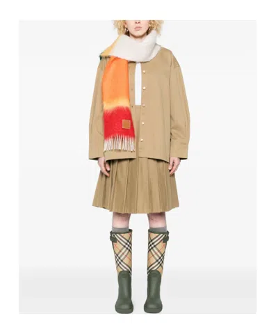 7 For All Mankind Pleated Mini Skirt Twill Sand Storm In Brown