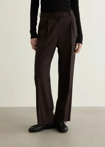 Low Classic Tailored Trousers With Pockets And Loops In Brown