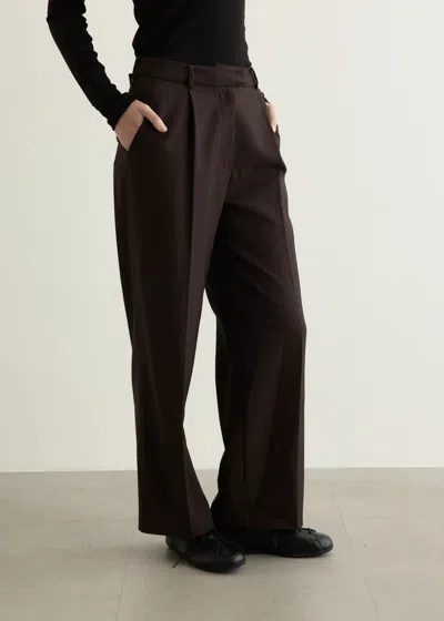 Low Classic Tailored Trousers With Pockets And Loops In Brown