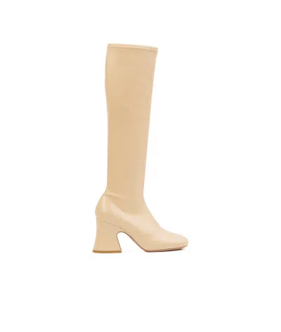 Chloé Chloe Women Cream Synthetic Leather Janis Boots In Neutral