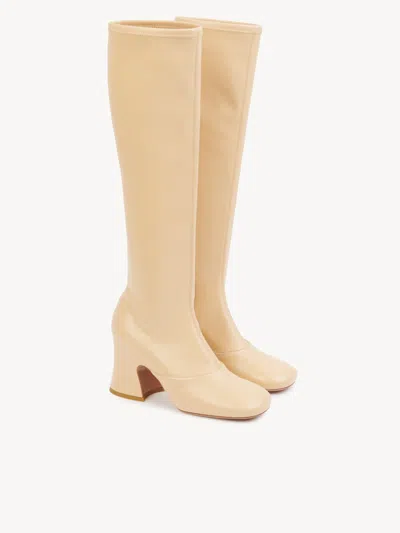 Chloé Chloe Women Cream Synthetic Leather Janis Boots In Neutral