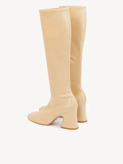 Chloé Chloe Women Cream Synthetic Leather Janis Boots In Neutral
