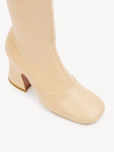 Chloé Chloe Women Cream Synthetic Leather Janis Boots In Neutral