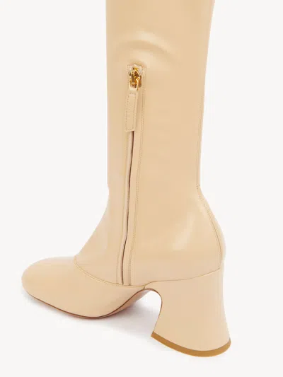 Chloé Chloe Women Cream Synthetic Leather Janis Boots In Neutral