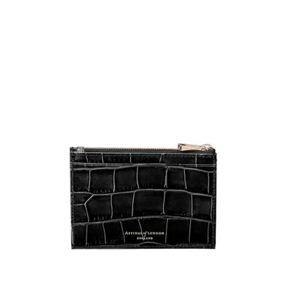Aspinal Of London Double Sided Zipped Card & Coin Holder In Black