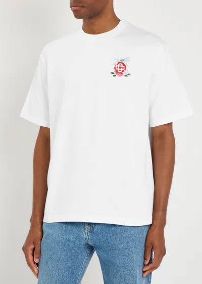 Casablanca Oversized T-shirt With Dragonfly Floral Print In White