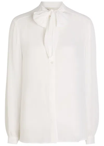 Tory Burch Georgette Bow Blouse In White