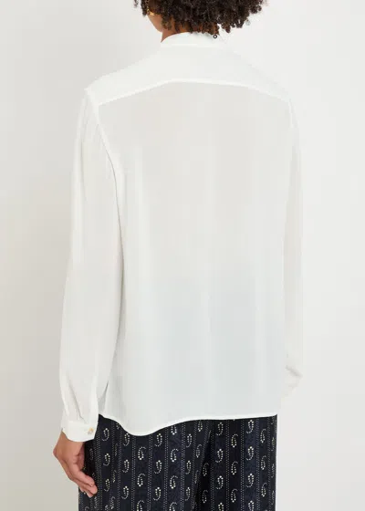 Tory Burch Georgette Bow Blouse In White