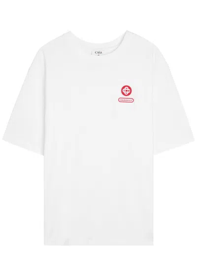 Casablanca White Dragonfly Floral Oversized T-shirt In Neutral