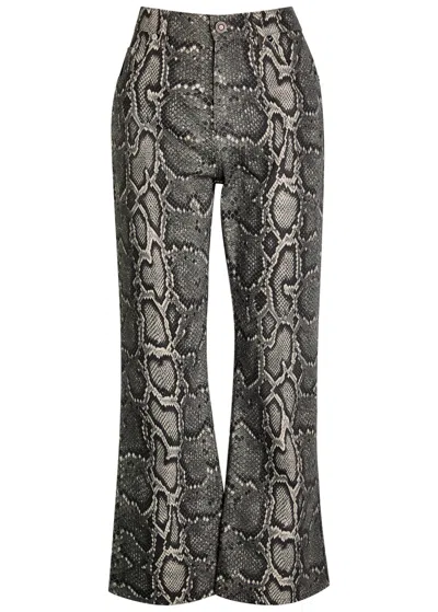 Gabriela Hearst Womens Greyscale Ezra Snake-pattern Bootcut Denim Jeans In Multi