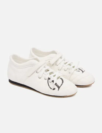 Deinet D Logo Lace Up Mozzi Shoes In White In White
