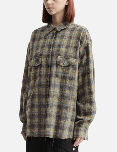 Deinet Raw Cut Check Shirt In Multi