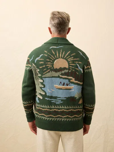Faherty Camp Cardigan Forest Lake In Green